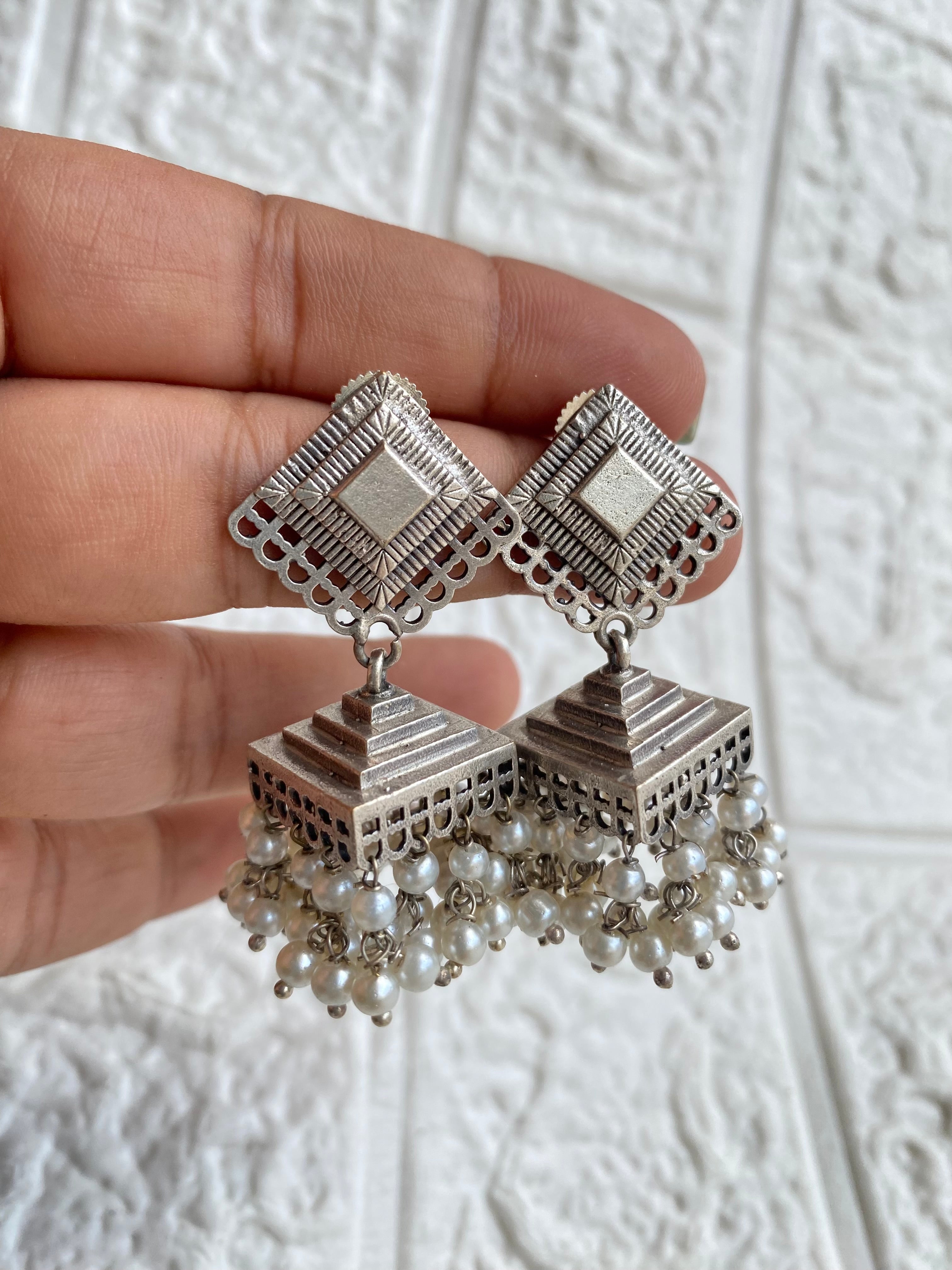 Silver Malhar jhumka