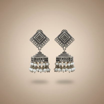 Silver Malhar jhumka