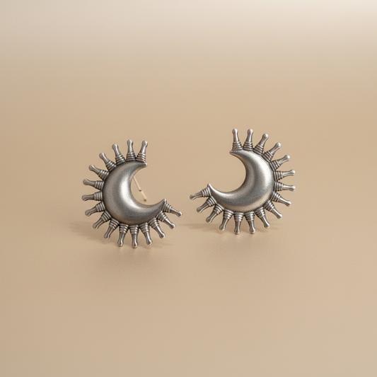 Silver Chand Stud Earrings