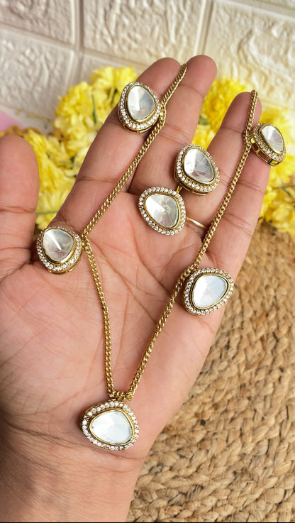 The Regal Moissanite Kundan Neckpiece with earrings