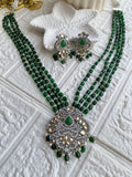 The Grean Beaded Long Necklace with Earrings