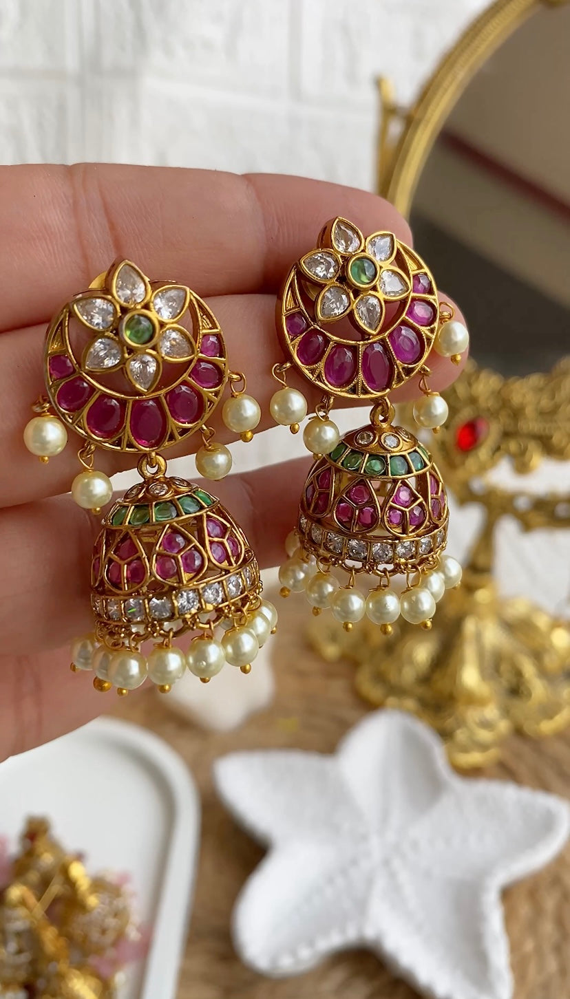Kemp Stone Kundan Medium Size Jhumka