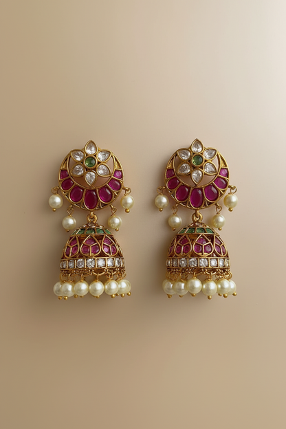 Kemp Stone Kundan Medium Size Jhumka