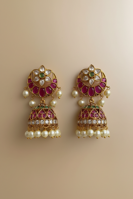 Kemp Stone Kundan Medium Size Jhumka