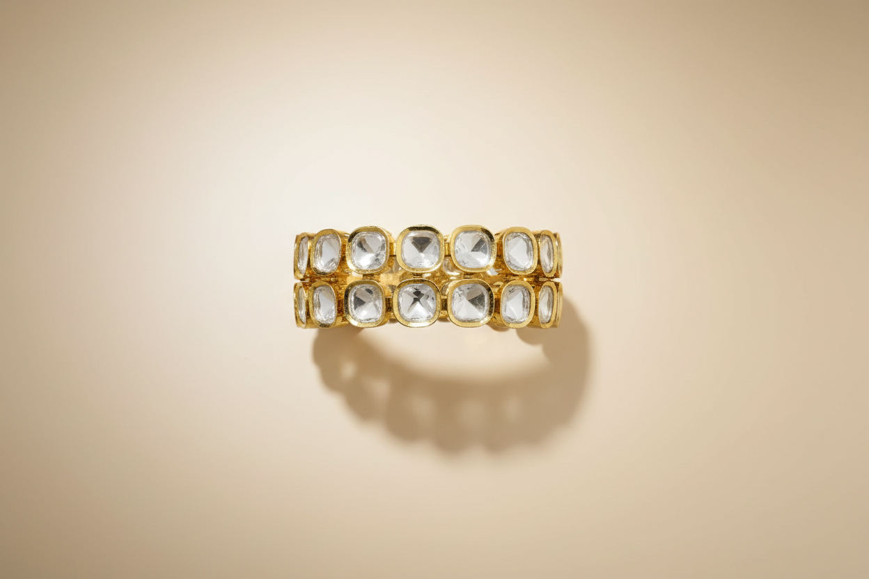 Signature Solitaire Moissanite Kundan Screw open Kadda