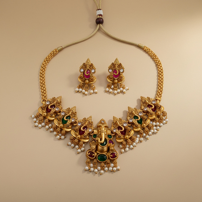 "Ganesha" Motif Temple Choker set