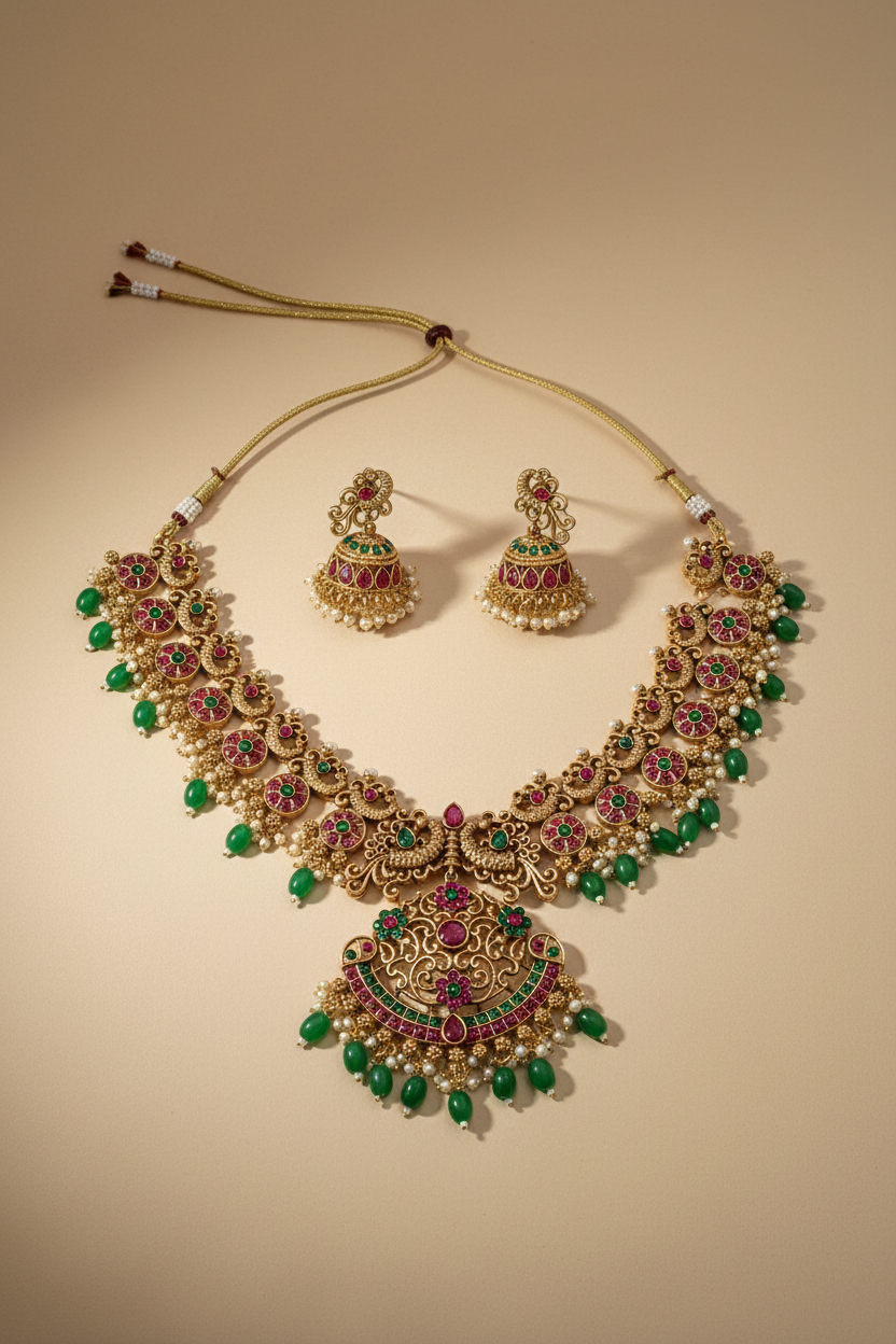 Statement Antique Kemp Stone Necklace set