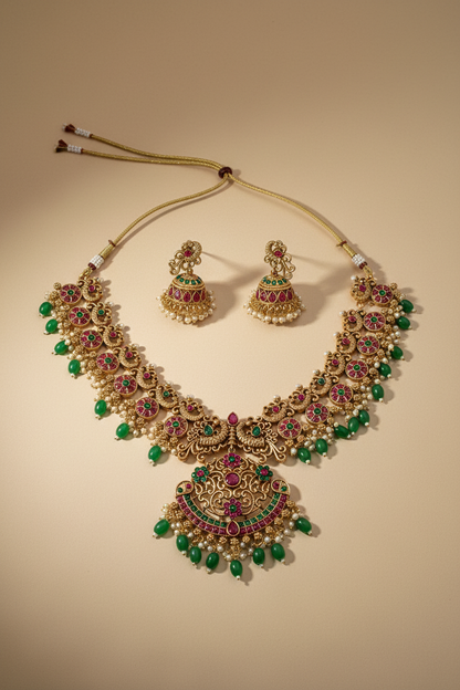 Statement Antique Kemp Stone Necklace set