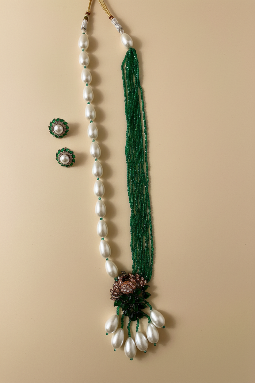 celebrity Styled Beads pearl Signature Long Neckpiece set