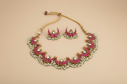 Celebrity Styled Kemp Jadau Antique Polished Necklace Set