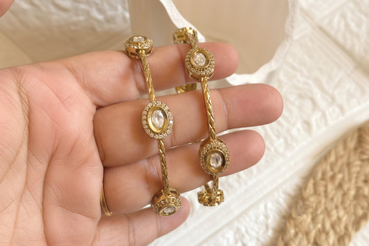 Signature Moissanite Antique Bangles- Pair of 2