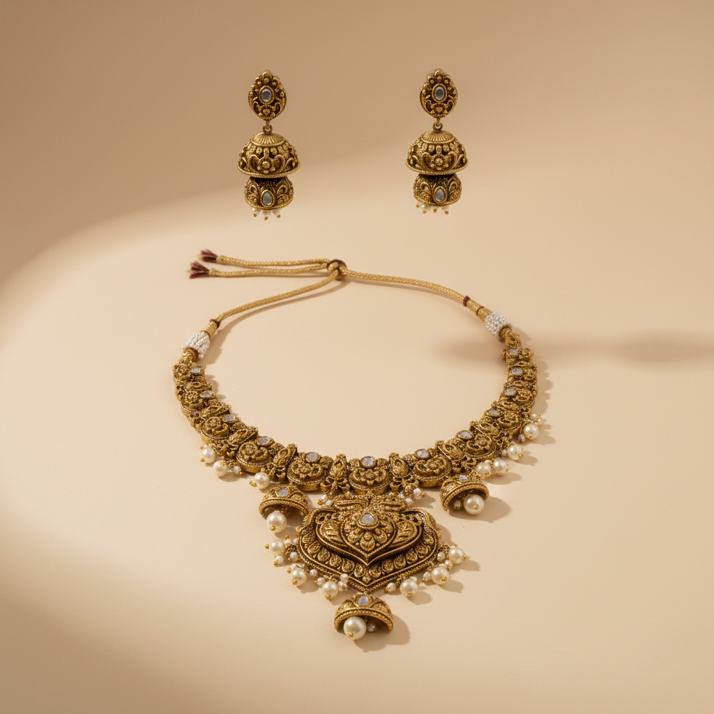 Statement Antique Kundan Necklace Set