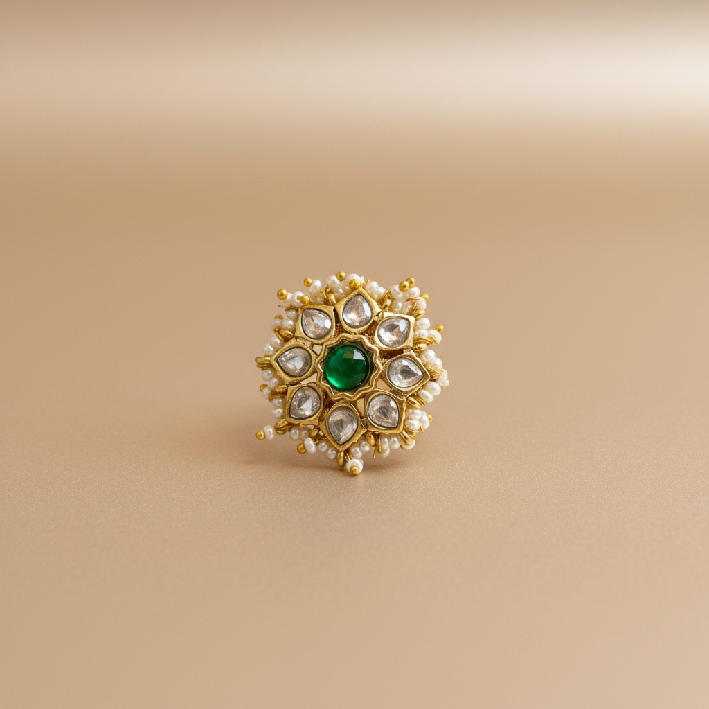 Kundan Pearl Adjustable Size Ring