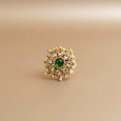 Kundan Pearl Adjustable Size Ring