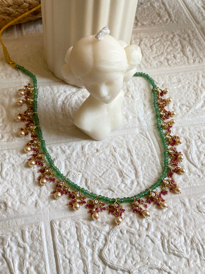 Classy Pachi Kundan Green Pearl Neckpiece