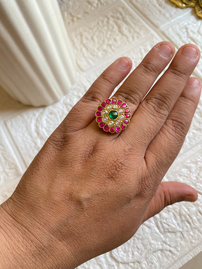 South Indian Vibe Kemp Stone adjustable size Ring