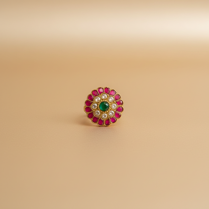 South Indian Vibe Kemp Stone adjustable size Ring
