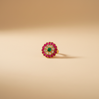 South Indian Vibe Kemp Stone adjustable size Ring
