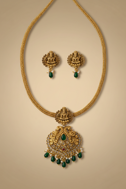 Antique Temple Pendant Necklace Set