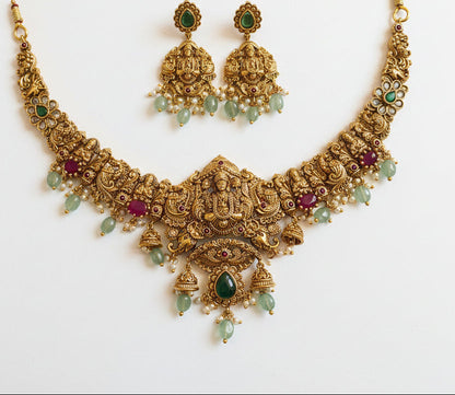 Kemp Stone Gold Plated Antique Necklace Set