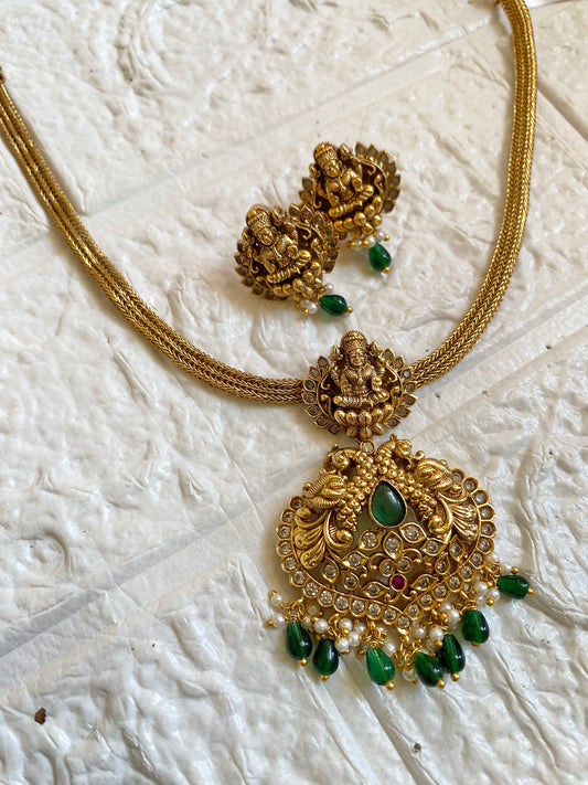 Kundan Stone Gold Plated Antique Necklace Set