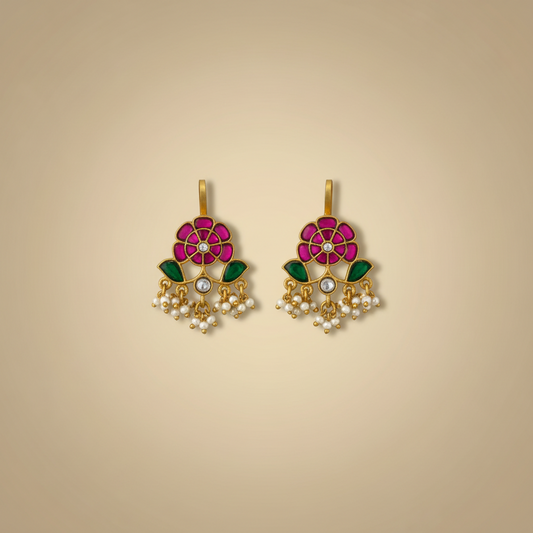 Kemp Stone Pearl Bugadi Earrings