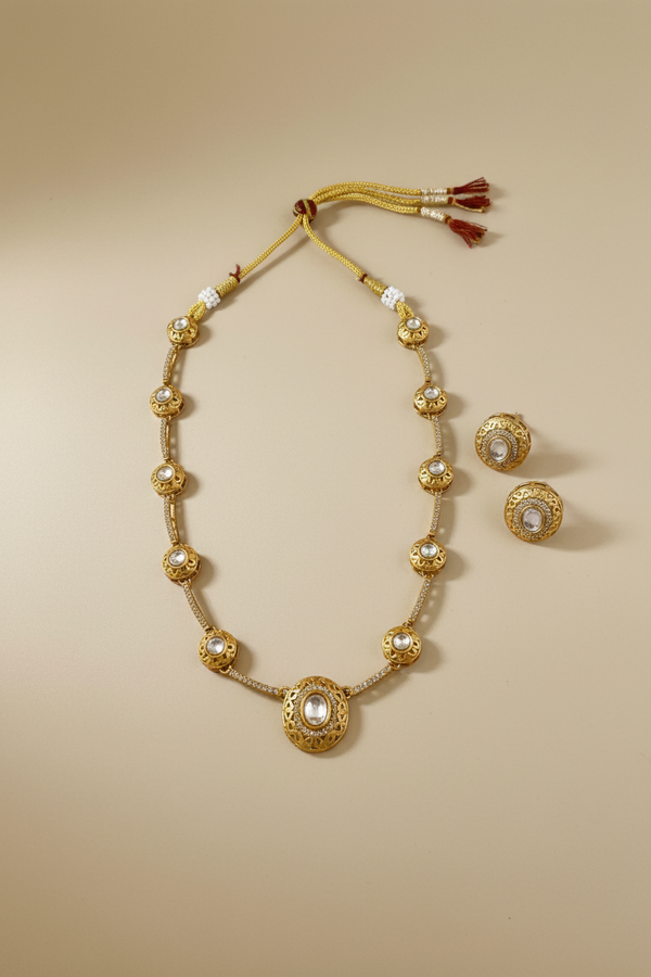 Statement Moissanite Gold Plated Neckpiece Set