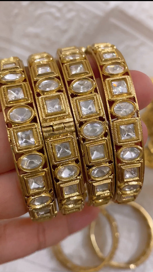 Signature Moissanite Kundan Openable Bangles