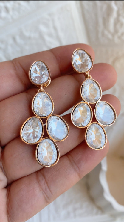 Moissanite Polki Dangler Earrings