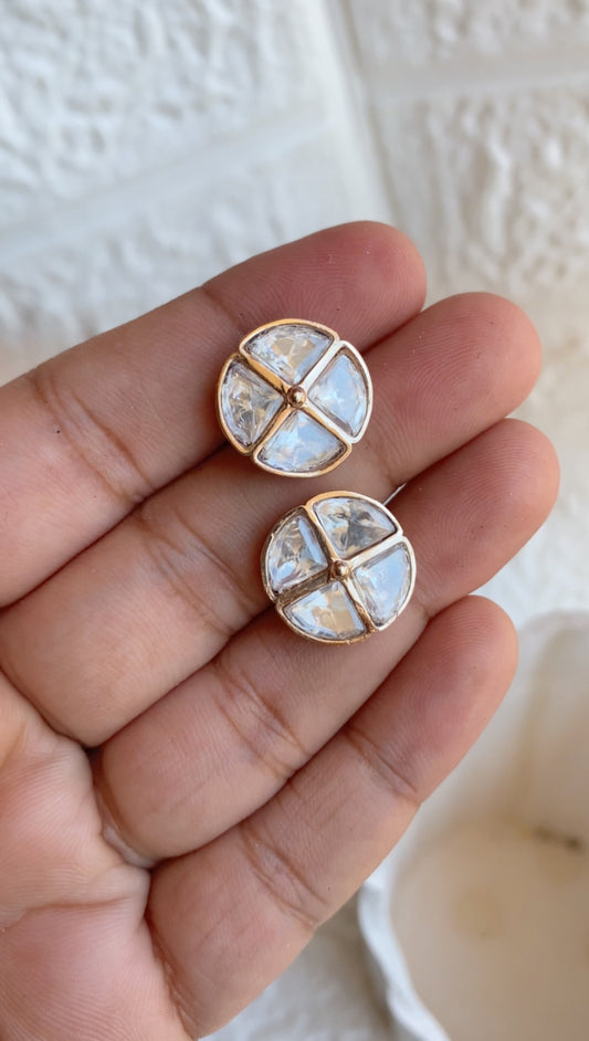The Quant Solitaire Moissanite Polki Studs