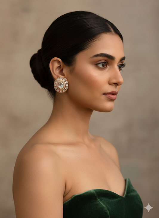 Signature Moissanite Polki Studs Earrings