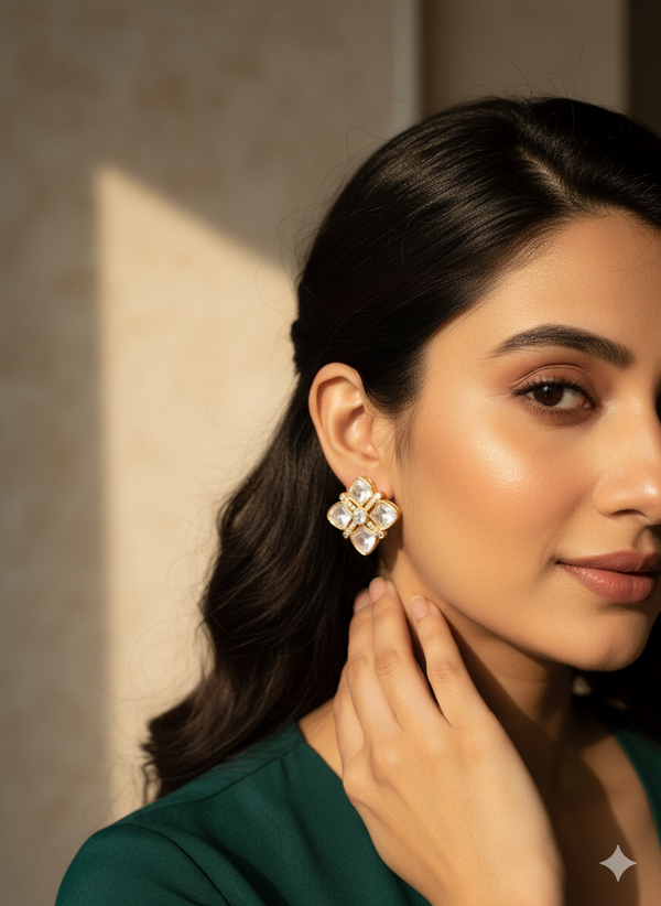 The Star Statement Moissanite Polki Studs