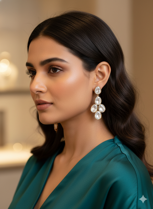 Moissanite Polki Dangler Earrings