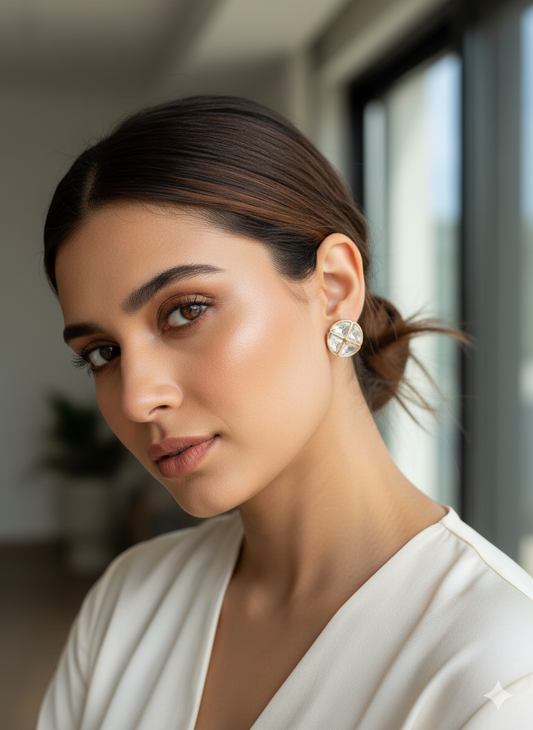 The Quant Solitaire Moissanite Polki Studs
