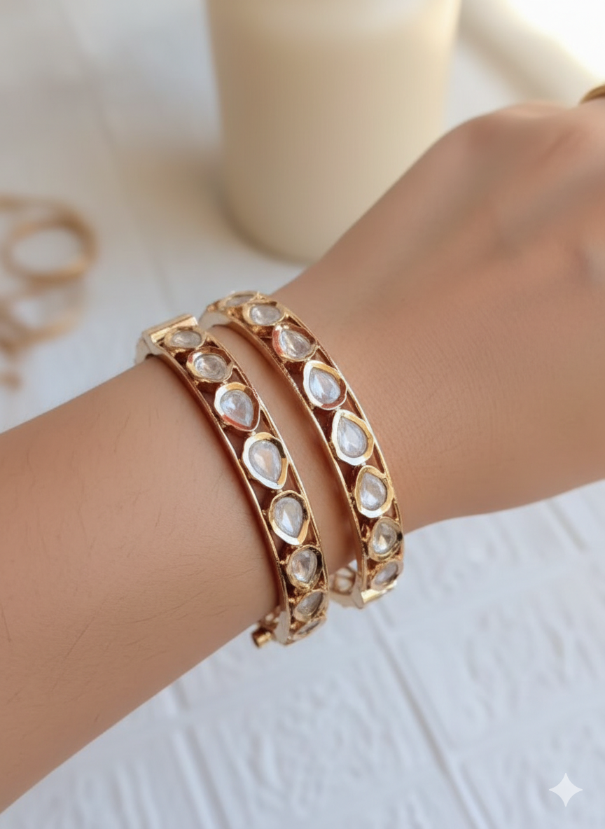 Signature Moissanite Screw Openable Bangle - Pair of 2