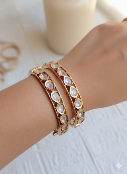 Signature Moissanite Screw Openable Bangle - Pair of 2