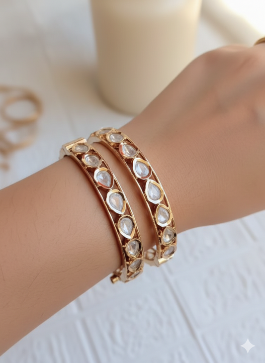 Signature Moissanite Screw Openable Bangle - Pair of 2