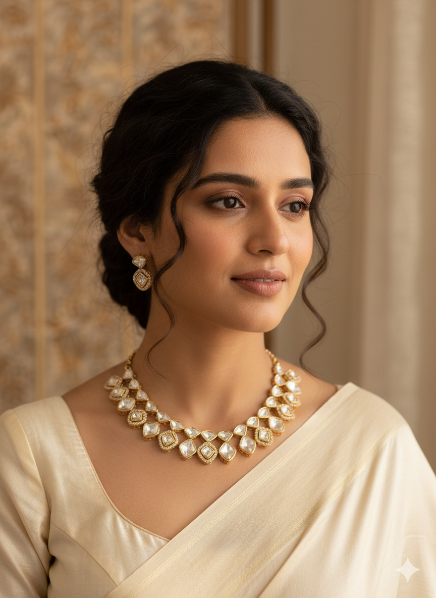 Moissanite Polki Necklace Set