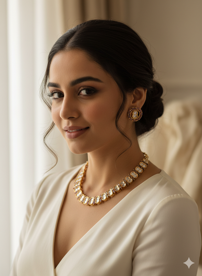 Statement Moissanite Choker Earrings Set