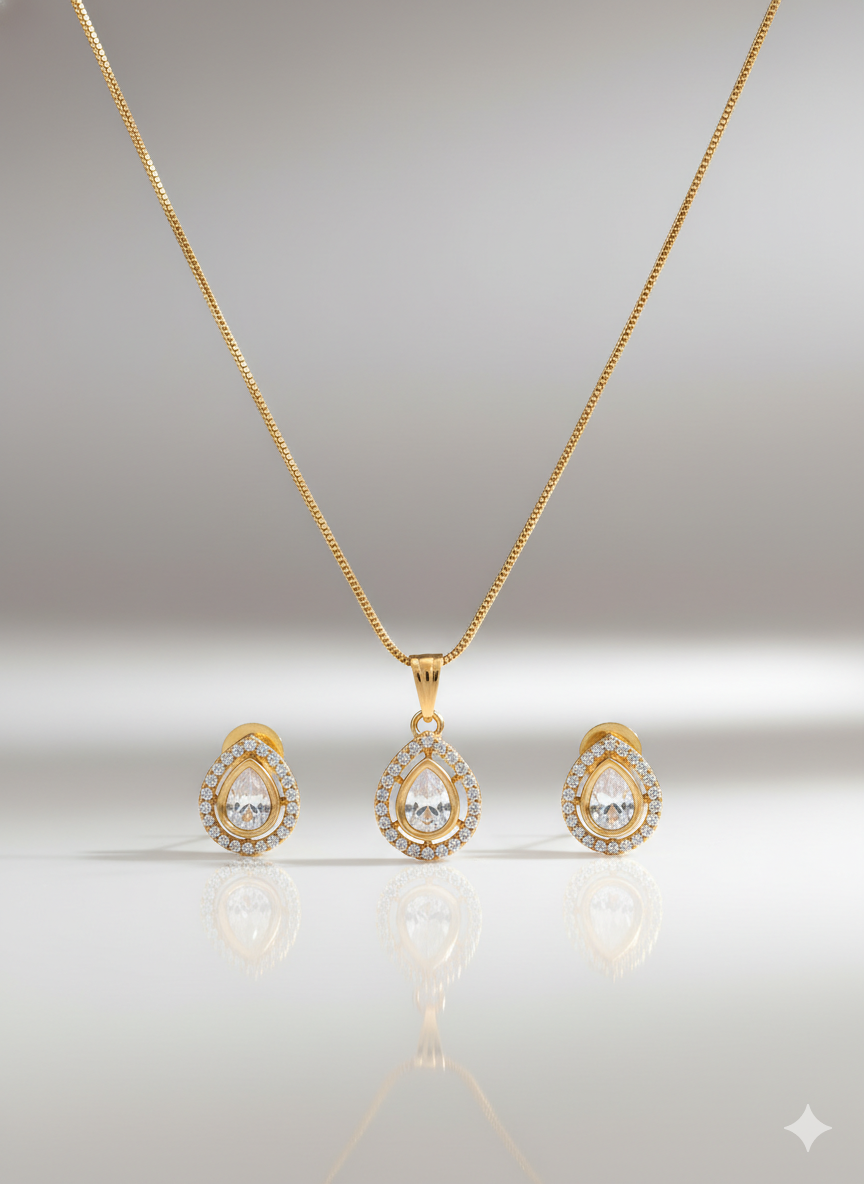 Regal Statement Moissanite Polki Pendant Earrings Set