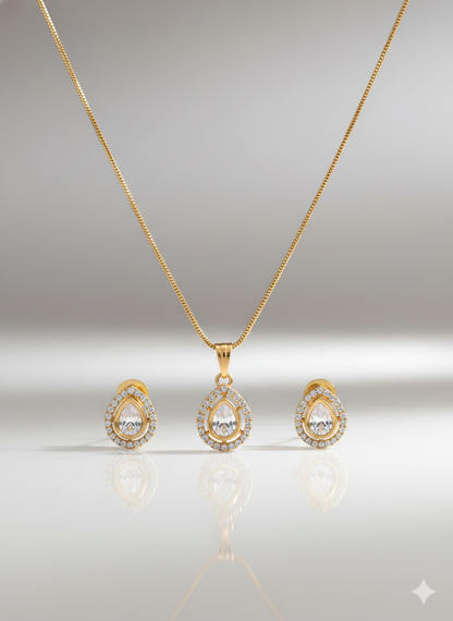 Regal Statement Moissanite Polki Pendant Earrings Set