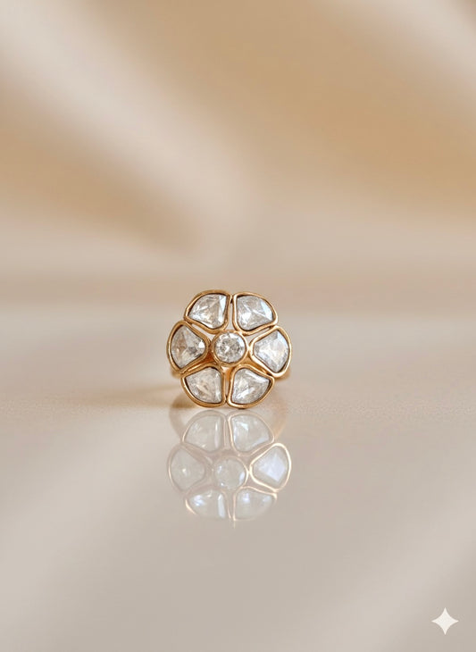 Classic Statement Moissanite Polki Ring