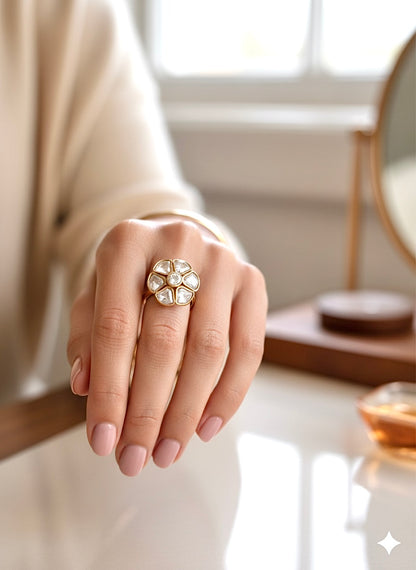 Classic Statement Moissanite Polki Ring