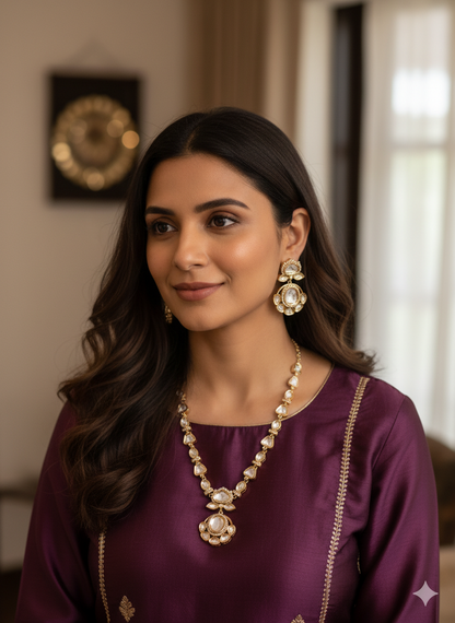 Statement Moissanite Necklace Earrings set