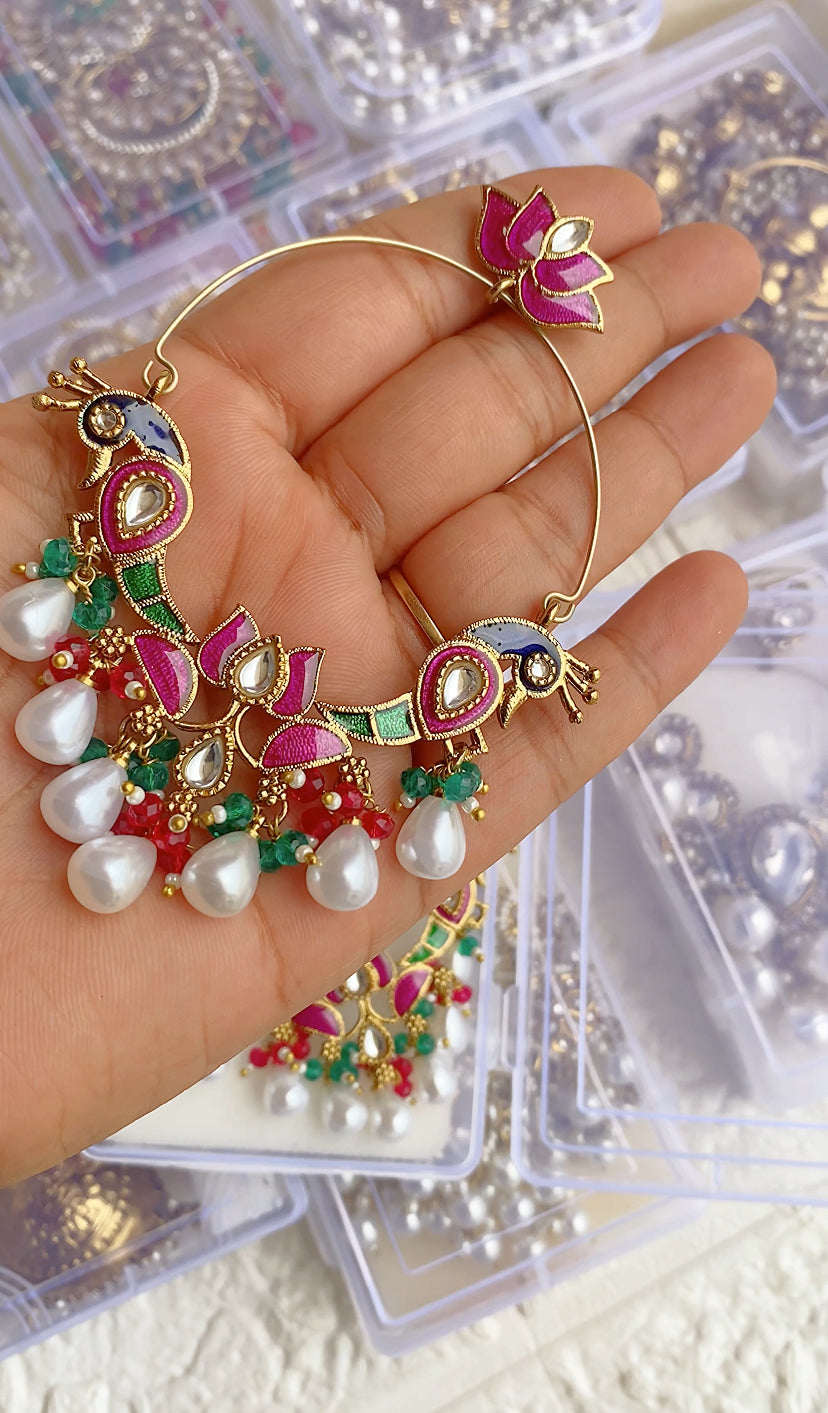 Statement Peacock Rangeela Lotus Chandbali