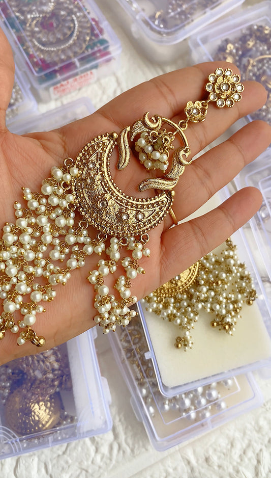 "Meher "Celebrity Styled Kundan Pearl Drop Long Earrings