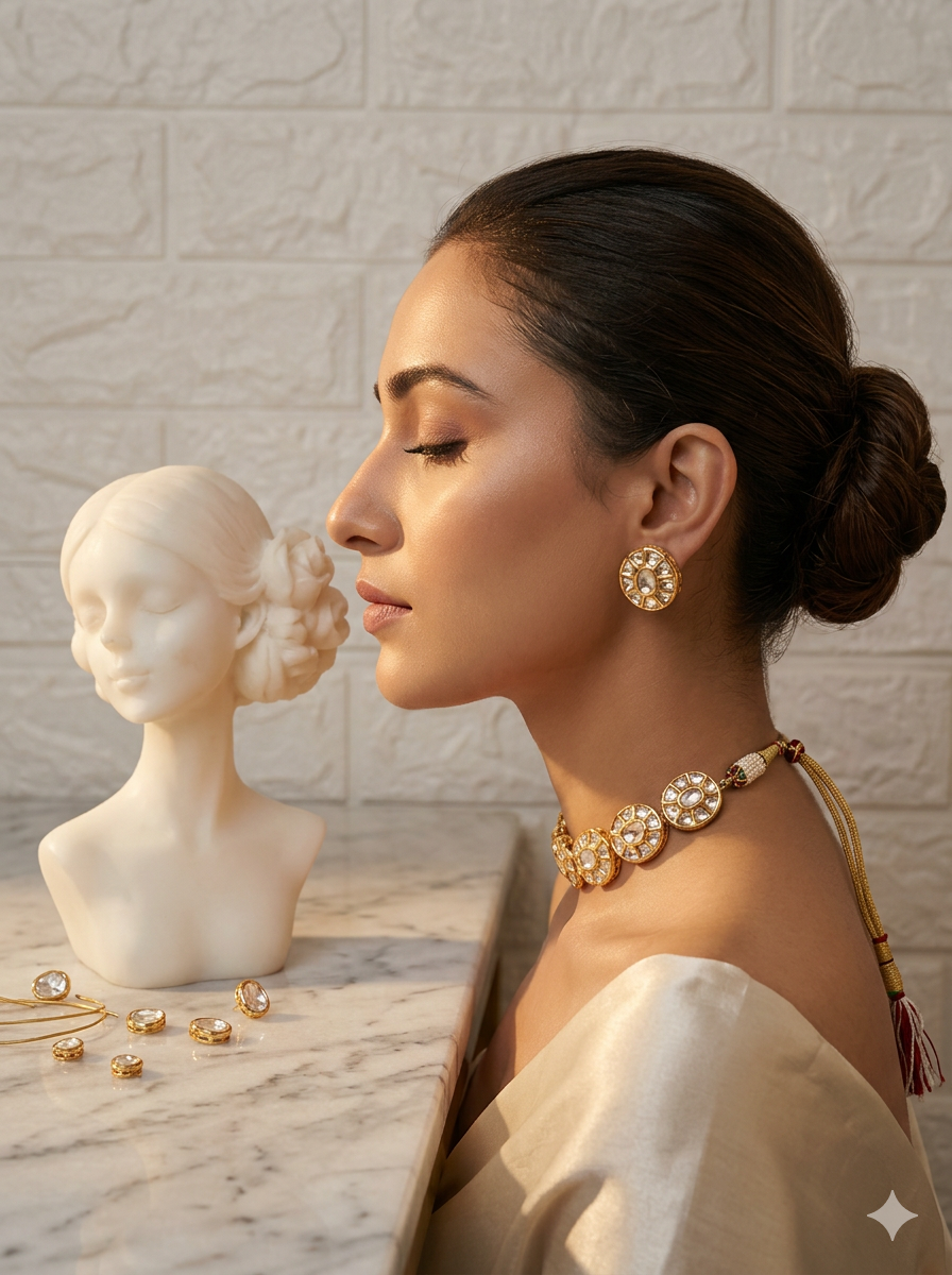 Statement Real Polki Jadau Choker Set