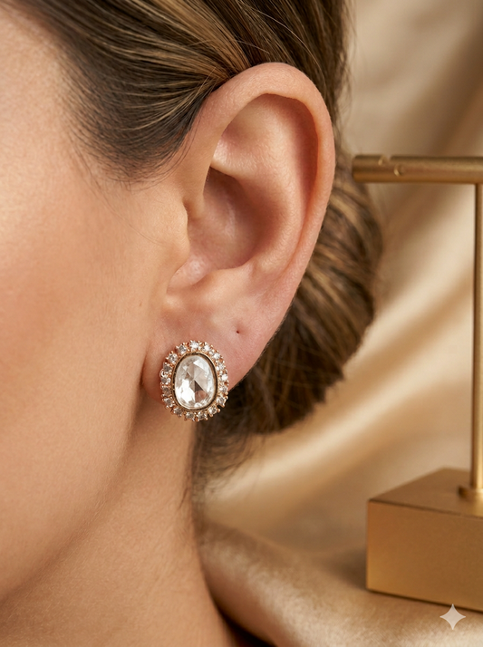 Classic Moissanite Polki Studs Earrings