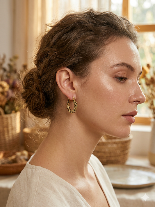 Elegant Twisted Wired Gold Plated Hoops