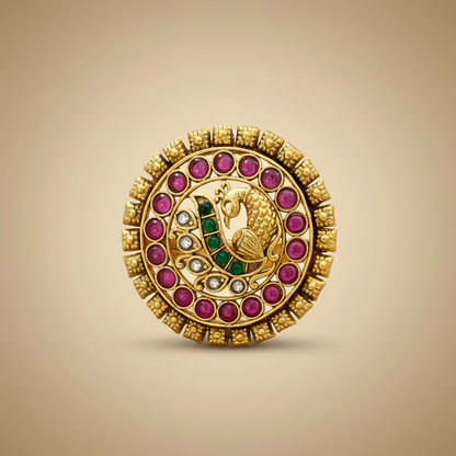 kemp Stone Studded Temple Adjustable Size Ring